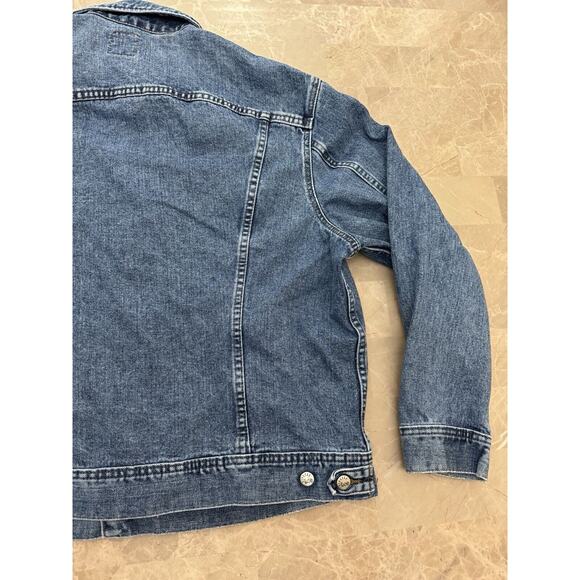 Vintage Lee Jean Jacket Men Size XL Blue Denim Riveted Light Wash USA Grunge - Picture 9 of 13
